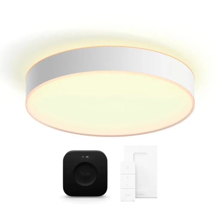 New Philips Hue Enrave plafond, hvid, Ø42 cm, startsæt Indendørs Belysning
