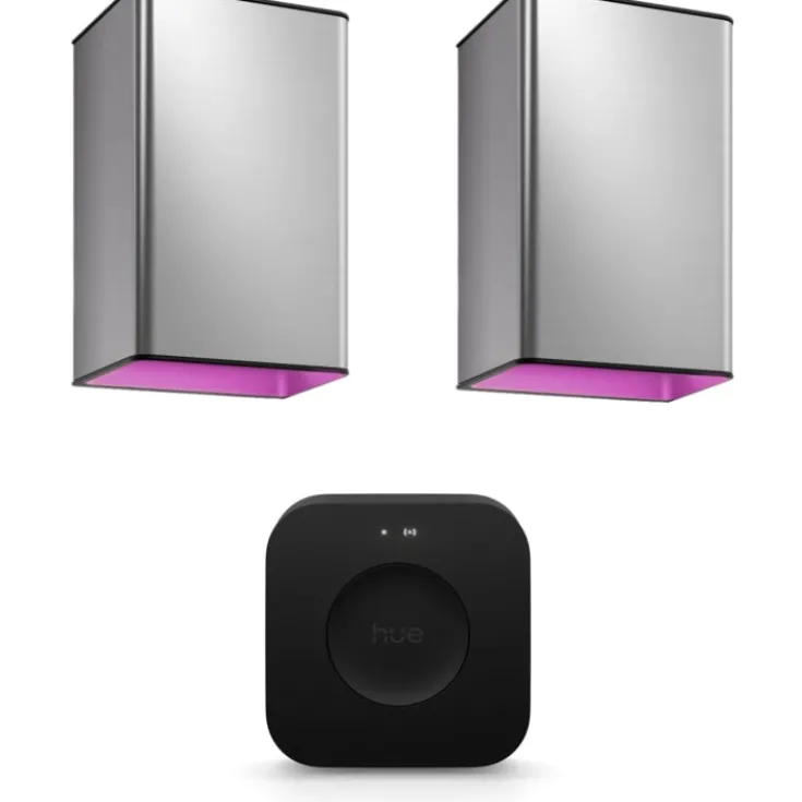New Philips Hue Resonate udendørs væglamper med Bridge Pro, aluminium, 2-pak Udendørs Væglamper|Udendørs Belysning