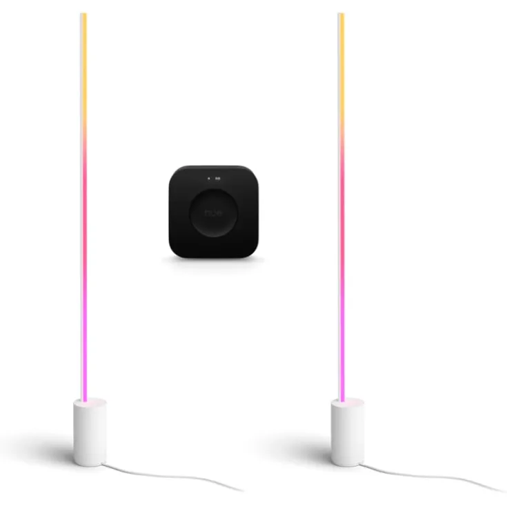 Outlet Philips Hue Signe Gradient gulvlamper med Bridge Pro, hvid, 2-pak Gulvlamper|Indendørs Belysning