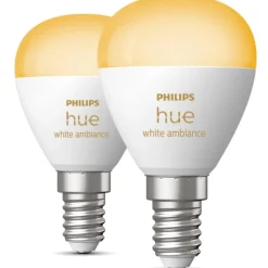 Hot White Ambiance E14 kronepære, 2200K-6500K, 5,1W, 2-pak Lyskilder|Philips Hue