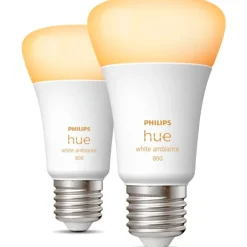 Sale White Ambiance E27 standardpære, 2000K-6500K, 9W, 2-pak Lyskilder|Philips Hue