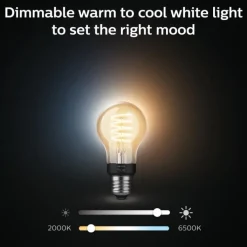 New White Ambiance E27 standardpære, 2200K-6500K, 7W, 2-pak Lyskilder|Philips Hue