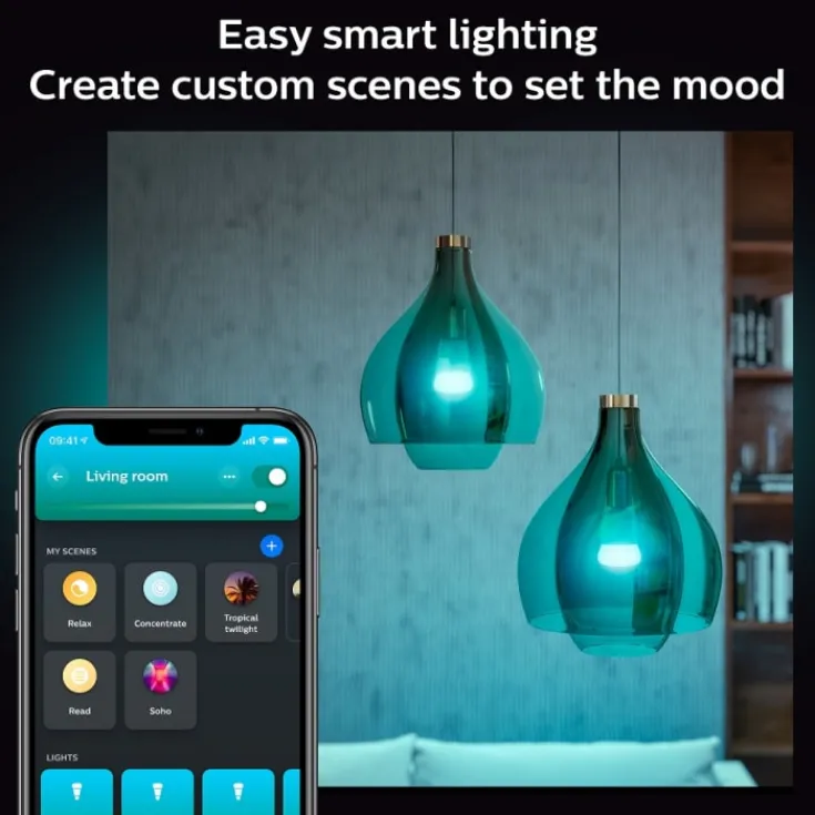 Hot White Color Ambiance E27 standardpære, 2000K-6500K, 9W, 2-pak Lyskilder|Philips Hue