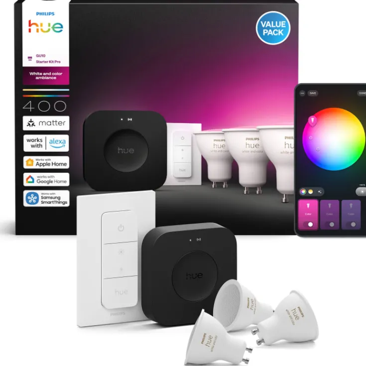 Hot White Color Ambiance GU10 spotpærer, startsæt, 3-pak Philips Hue|Philips Hue