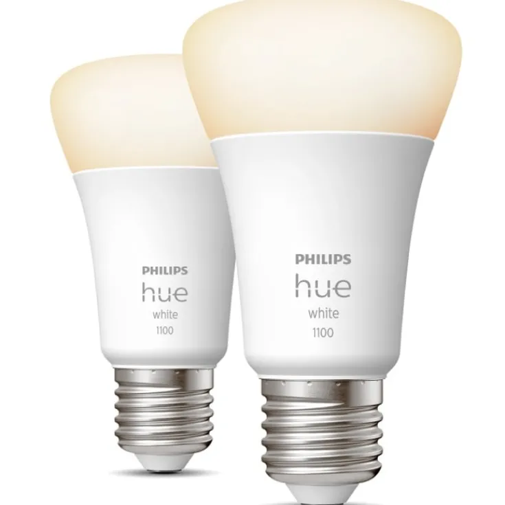 Outlet White E27 standardpære, 2700K, 9,5W, 2-pak Lyskilder|Philips Hue