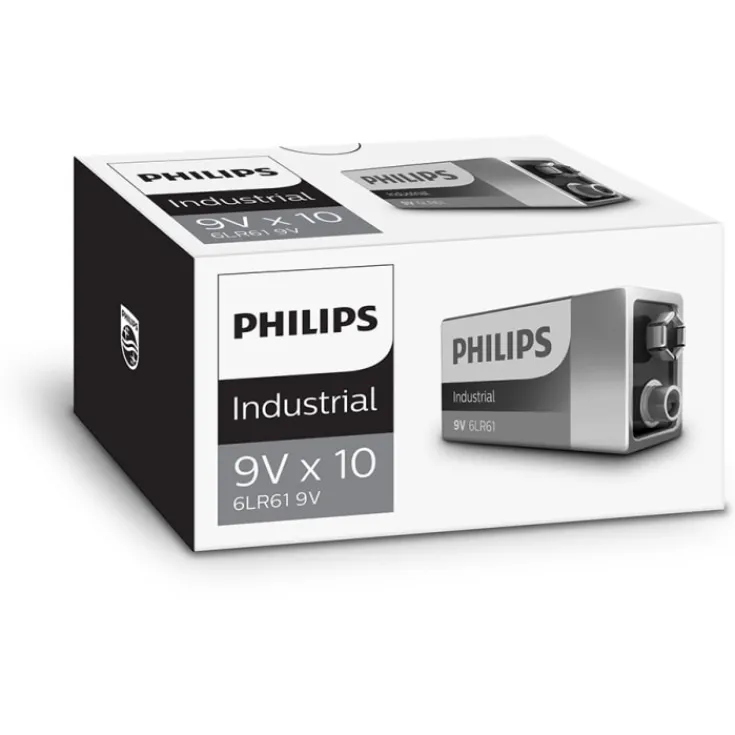 Hot Industrial Alkaline 9V batterier, 10 stk. Batterier|Philips