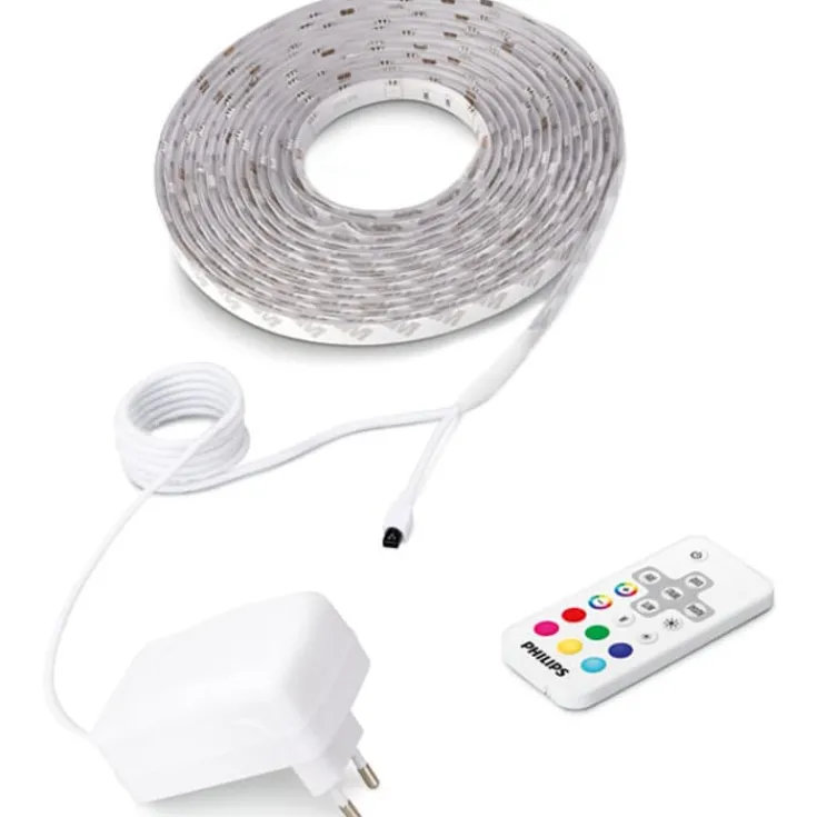 Clearance myLiving LED strip, farvet lys & fjernbetjening, 5 meter Led Strips|Philips