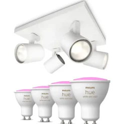 Outlet Philips Runner spotlampe, 4 spots, Hue White Color Ambiance pærer Philips Hue|Loftlamper