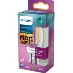 New SceneSwitch E14 kertepære, 3-trins dæmp, 5,5W Led Pærer|Philips