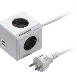 Hot stikdåse, schuko, 4 udtag, USB-A Stikdåser