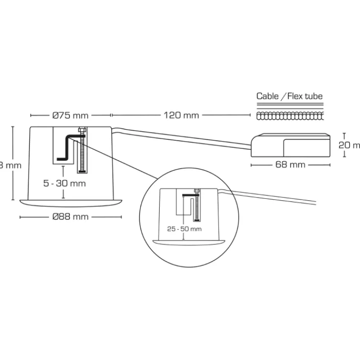 Clearance Luna Quick Install 2.0 indbygningsspot, GU10, mat hvid Indbygningsspots|Scan Products