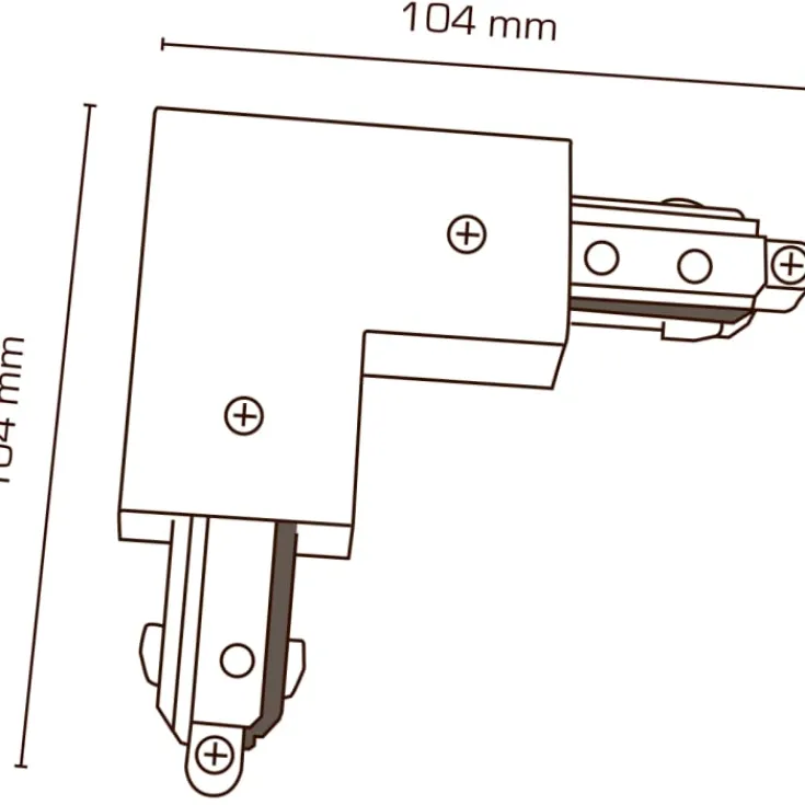 Outlet Mita 1F vinkelsstykke, hvid, Strømskinner|Scan Products