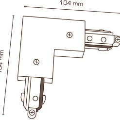 Hot Mita 1F vinkelsstykke, sort, Strømskinner|Scan Products
