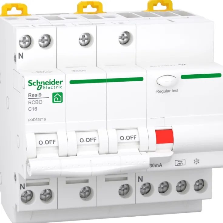 Sale Resi9 RCBO kombiafbryder, 3-polet, Schneider Electric|Tavlekomponenter