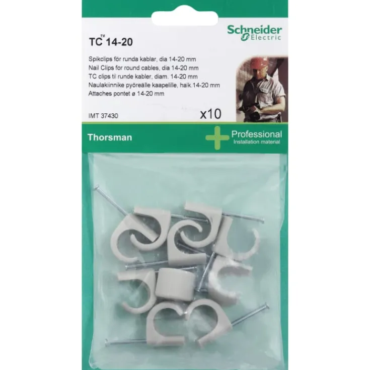Sale Schneider TC kabelclips 10 stk, grå, Kabelclips- & Bøjler