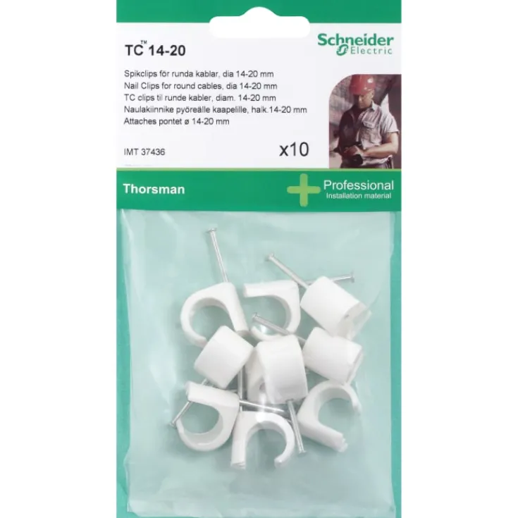 Clearance Schneider TC kabelclips 10 stk, hvid, Kabelclips- & Bøjler