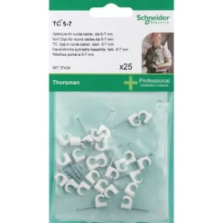 Sale Schneider TC kabelclips 25 stk, hvid, Kabelclips- & Bøjler
