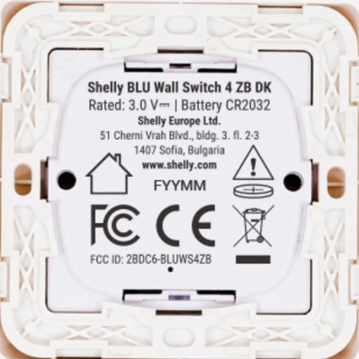 Clearance Blu batteritryk med 4 slutte, Zigbee, Afbrydere
