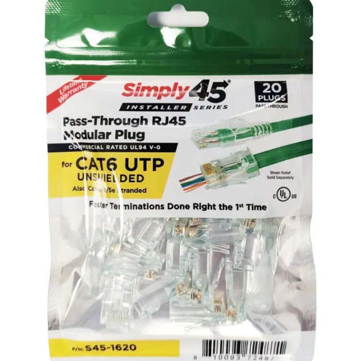 Online RJ45 gennemkørsel stik CAT.6/6A uskærmet, grøn, 20-pak Netværksstik