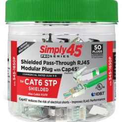 RJ45 netværksstik, CAT6, CAP45, skærmet, 50 STK Netværksstik