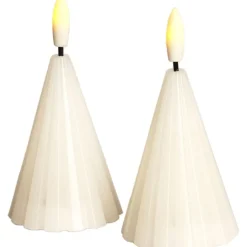 Hot Laura LED bloklys, batteri, hvid, H8 cm, 2-pak Sirius|Kunstige Stearinlys