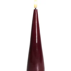 Online Sille kegle LED bloklys, batteri, bordeaux, Sirius|Kunstige Stearinlys