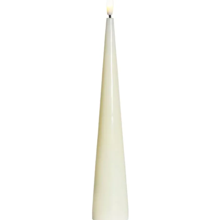 Clearance Sille kegle LED bloklys, batteri, råhvid, Sirius|Kunstige Stearinlys