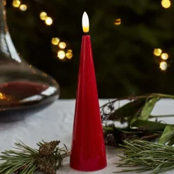 New Sille kegle LED bloklys, batteri, rød, Sirius|Kunstige Stearinlys