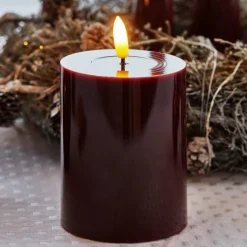 Best Sille LED bloklys, batteri, bordeaux, Sirius|Kunstige Stearinlys