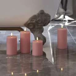 New Sille LED bloklys, batteri, lyserød Sirius|Kunstige Stearinlys