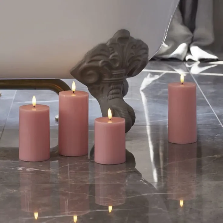 New Sille LED bloklys, batteri, lyserød Sirius|Kunstige Stearinlys