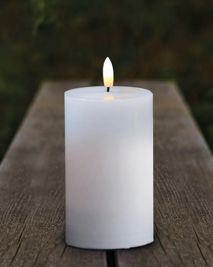 Outlet Sille udendørs LED bloklys, batteri, hvid Sirius|Kunstige Stearinlys