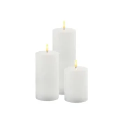 New Sille udendørs LED bloklys, batteri, hvid, 3-pak Sirius|Kunstige Stearinlys