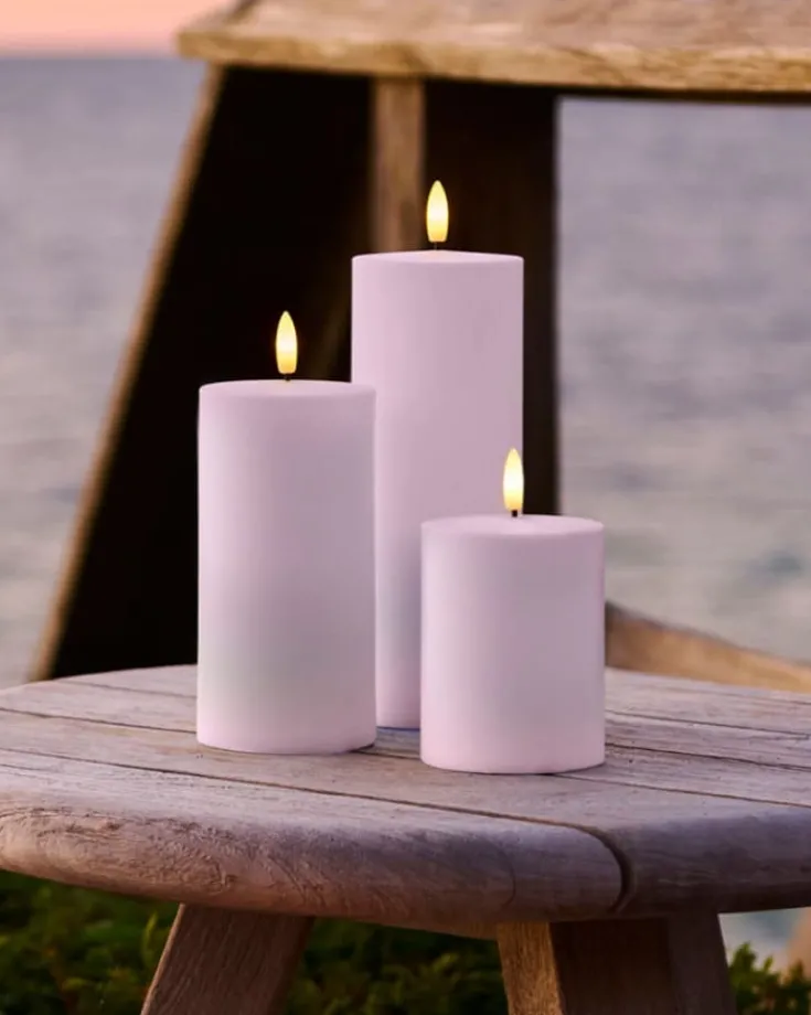 New Sille udendørs LED bloklys, batteri, hvid, 3-pak Sirius|Kunstige Stearinlys