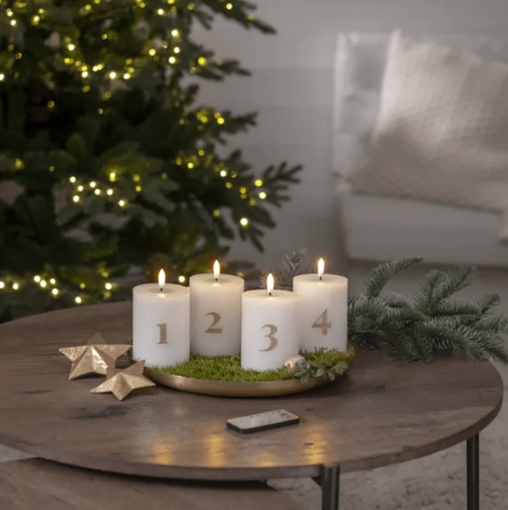 Best advent LED bloklys, batteri, 12,5 cm Julepynt Med Lys
