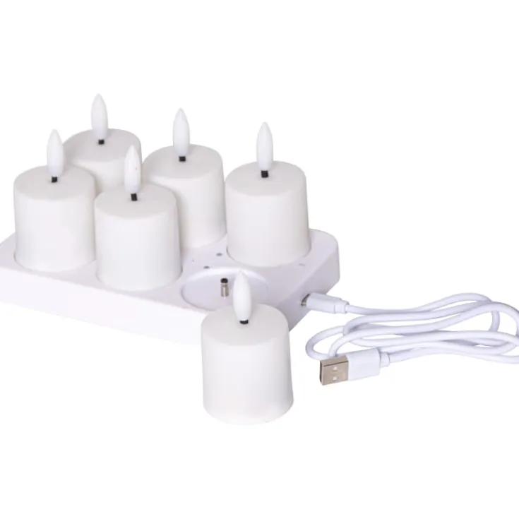 Hot Charge LED bloklys, 8,5 cm, 6-pak Kunstige Stearinlys
