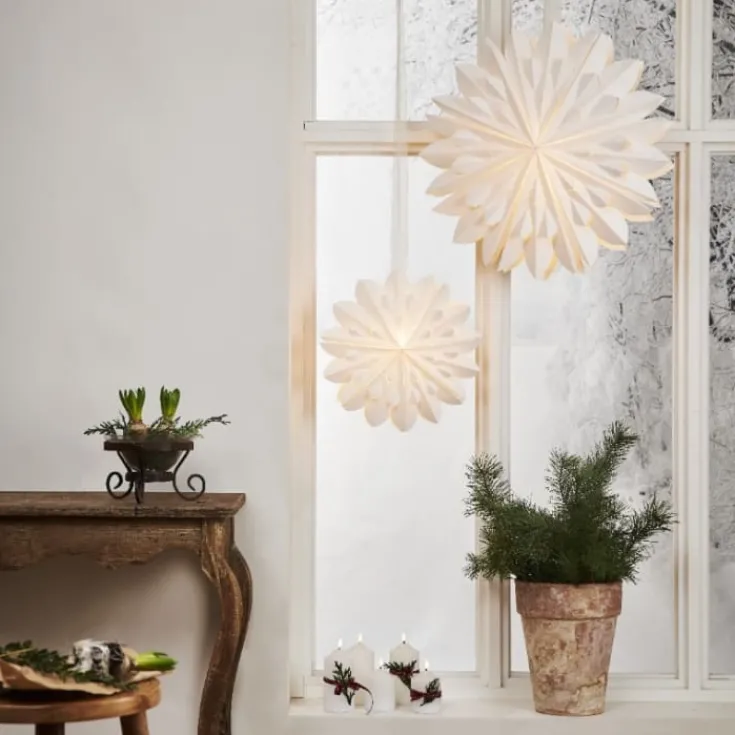 Discount Clipp julestjerne med lys, 40 cm, hvid Julestjerner Med Lys