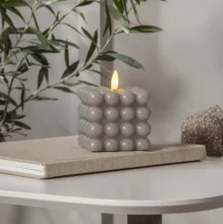 Discount Flamme Dot Bubble LED stearinlys, grå Kunstige Stearinlys