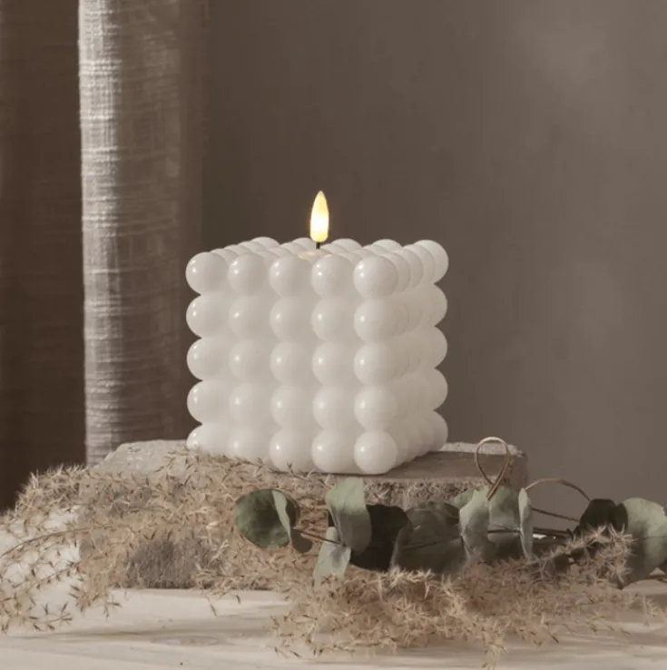 Online Flamme Dot Bubble LED stearinlys, hvid Kunstige Stearinlys