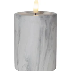 Best Flamme Marble LED bloklys, batter Kunstige Stearinlys