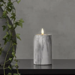 Sale Flamme Marble LED bloklys, batteri Kunstige Stearinlys
