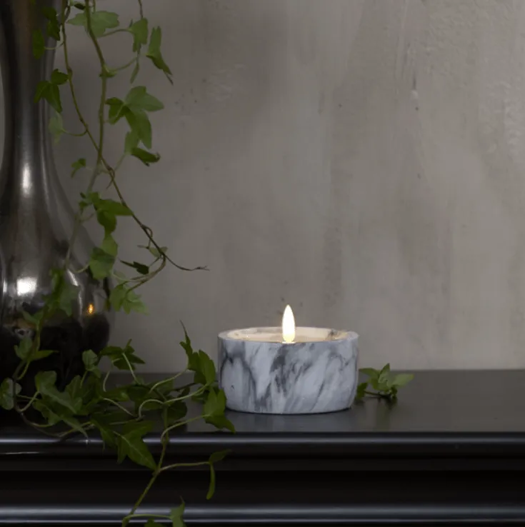Online Flamme Marble LED bloklys, batteri Kunstige Stearinlys