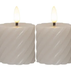 Clearance Flamme Swirl LED bloklys, batteri, Kunstige Stearinlys