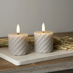 Sale Flamme Swirl LED bloklys, batteri, Kunstige Stearinlys