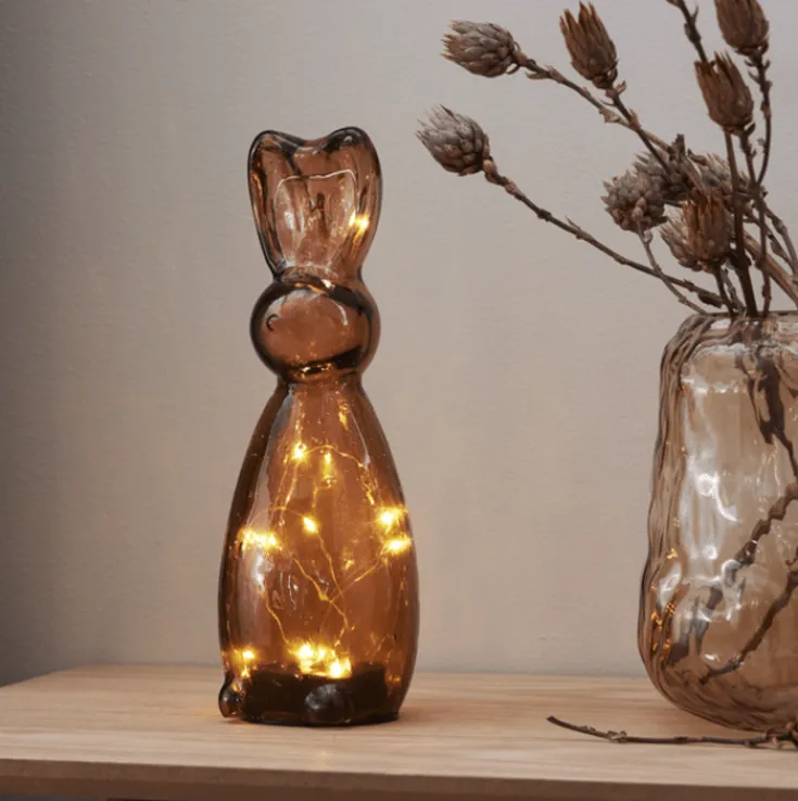 Hot Harry glas hare med lys, 25 cm, Julepynt Med Lys