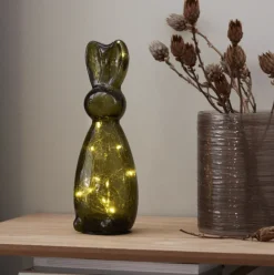 Outlet Harry glas hare med lys, 25 cm, Julepynt Med Lys