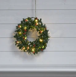 Discount Holly julekrans med lys Julekranse & Granguirlander