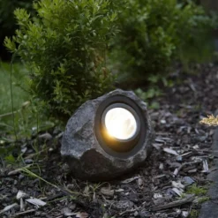 Rocky solcellelampe sten, varmt hvidt lys Solcellelamper|Udendørs Batterilamper