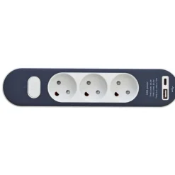 Discount Stikdåse med 3 udtag, med afbryder, med jord, USB-A+C, 1,4 meter Stikdåser