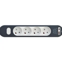 Clearance Stikdåse med 4 udtag, med afbryder, med jord, USB-A+C, 1,4 meter Stikdåser